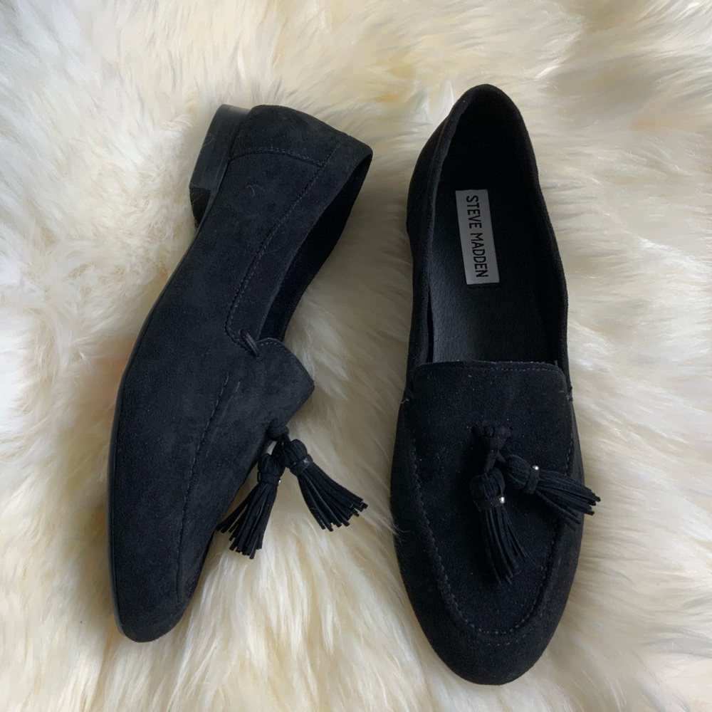 STEVE MADDEN Black Loafers w/ tassels- 7.5 NEW - Picture 4 of 5